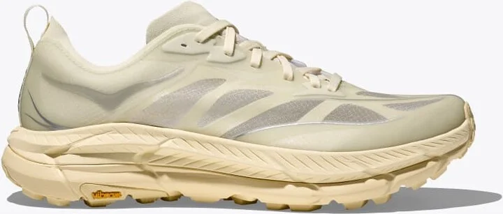 HOKA Mafate Speed 4 Lite Shoes in Truffle Salt/Vintage Yellow
