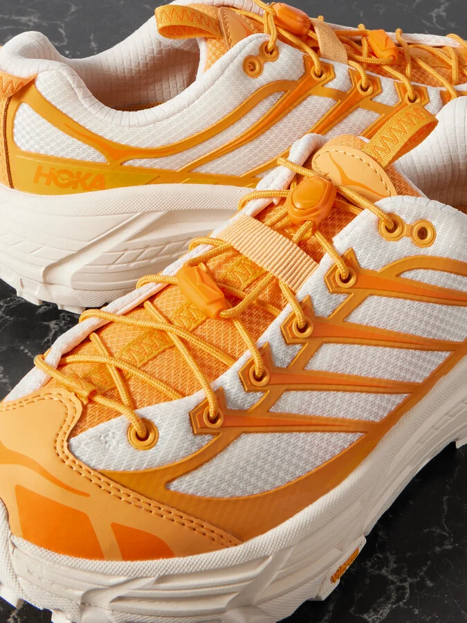 Hoka - Mafate Three2 Rubber-trimmed Mesh Sneakers - Orange - Image 4