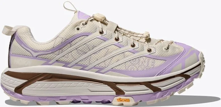 HOKA Mafate Three2 Shoes in Alabaster/Iris Flower