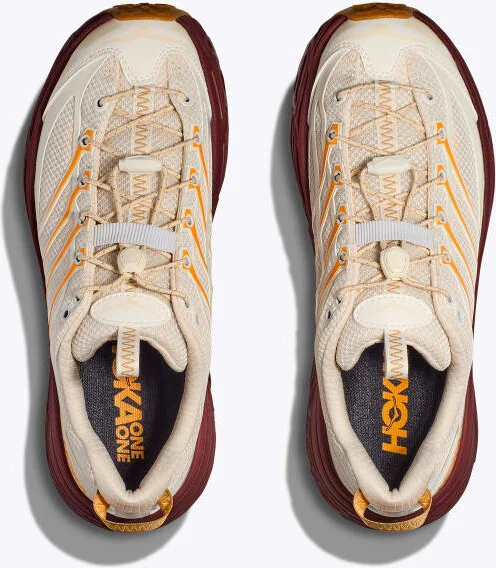 HOKA Mafate Three2 Shoes in Vanilla/Varsity Burgundy - Image 2