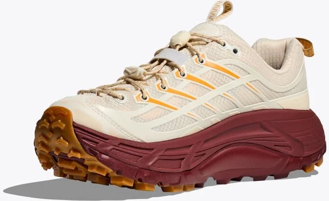 HOKA Mafate Three2 Shoes in Vanilla/Varsity Burgundy - Image 3