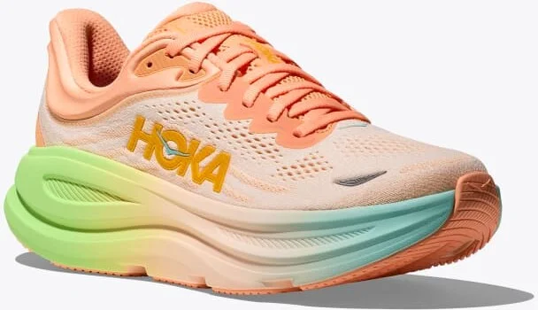 HOKA Men's Bondi 9 Shoes in Frost/Pale Tangerine - Image 6
