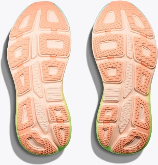 HOKA Men's Bondi 9 Shoes in Frost/Pale Tangerine - Image 7