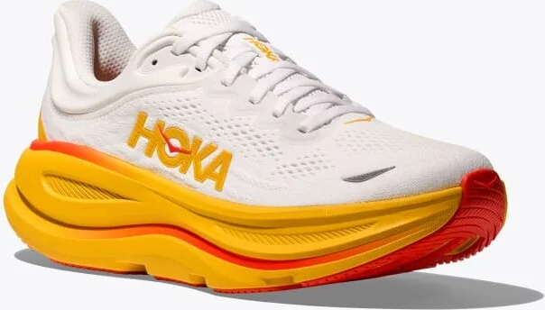 HOKA Men's Bondi 9 Shoes in Frost/Sunflower - Image 6