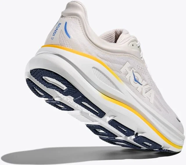 HOKA Men's Bondi 9 Shoes in White/Grout - Image 4