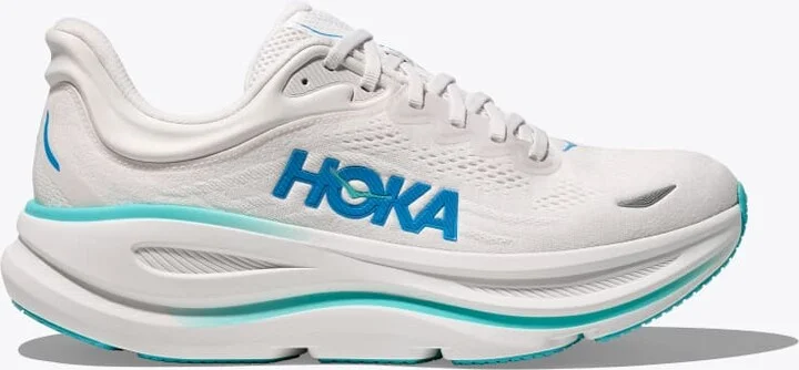 HOKA Men's Bondi 9 Shoes in White/Hoka Blue
