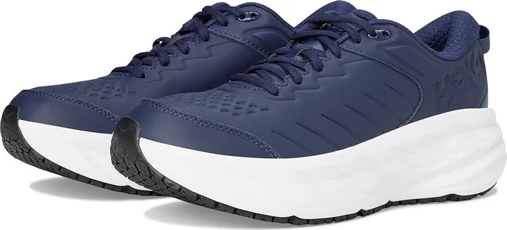 Hoka Men's Bondi Slip Resistant Men's Shoes Outerspace/White : 7.5 D - Medium, Leather