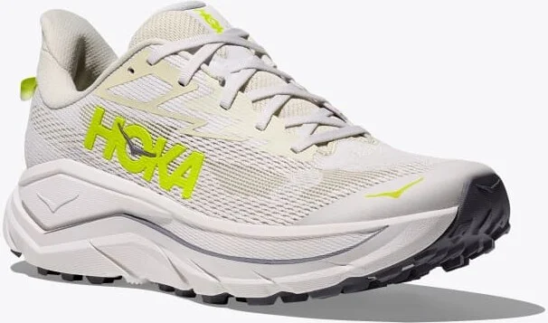 HOKA Men's Challenger 8 Shoes in White/Neon Hoka Citrus - Image 6