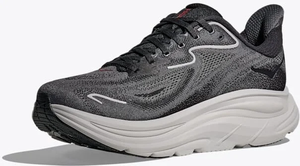 HOKA Men's Clifton 10 Shoes in Carbon Black/Satellite Grey - Image 3