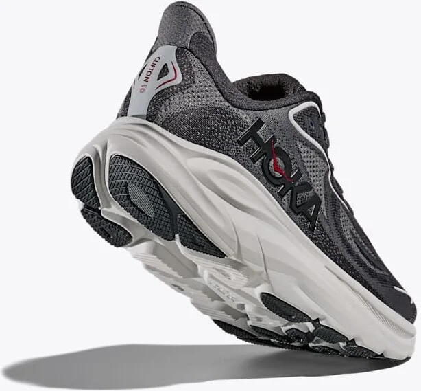 HOKA Men's Clifton 10 Shoes in Carbon Black/Satellite Grey - Image 4
