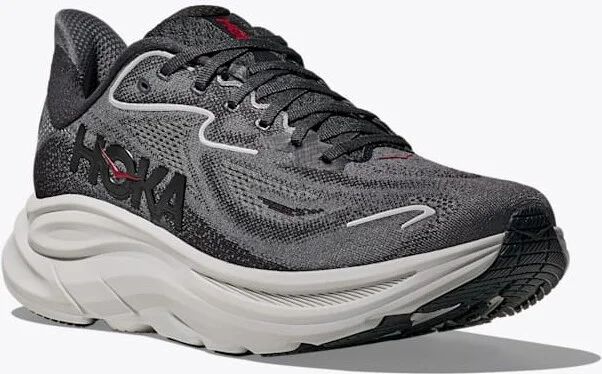 HOKA Men's Clifton 10 Shoes in Carbon Black/Satellite Grey - Image 6