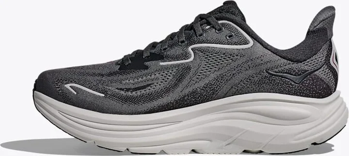 HOKA Men's Clifton 10 Shoes in Carbon Black/Satellite Grey - Image 8