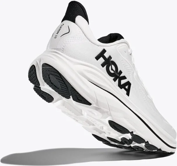 HOKA Men's Clifton 10 Shoes in White/Black - Image 4