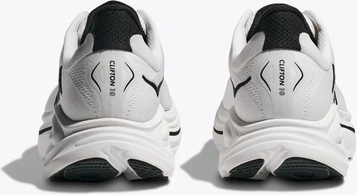 HOKA Men's Clifton 10 Shoes in White/Black - Image 5