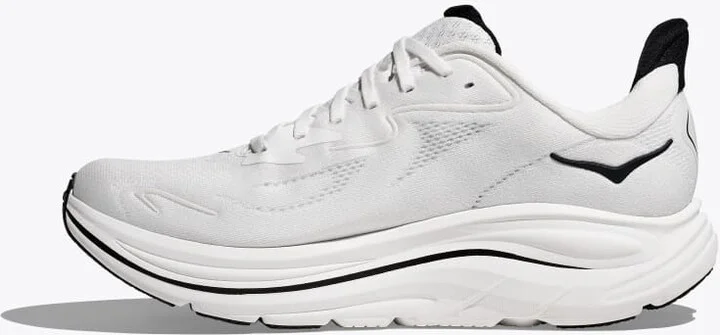 HOKA Men's Clifton 10 Shoes in White/Black - Image 8