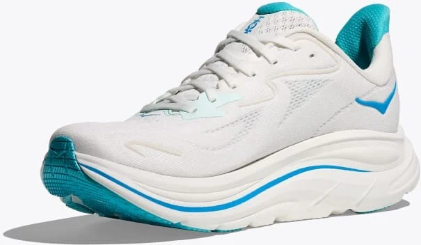 HOKA Men's Clifton 10 Shoes in White/Skyward Blue - Image 3