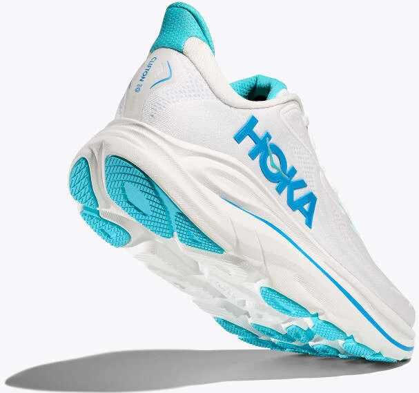 HOKA Men's Clifton 10 Shoes in White/Skyward Blue - Image 4