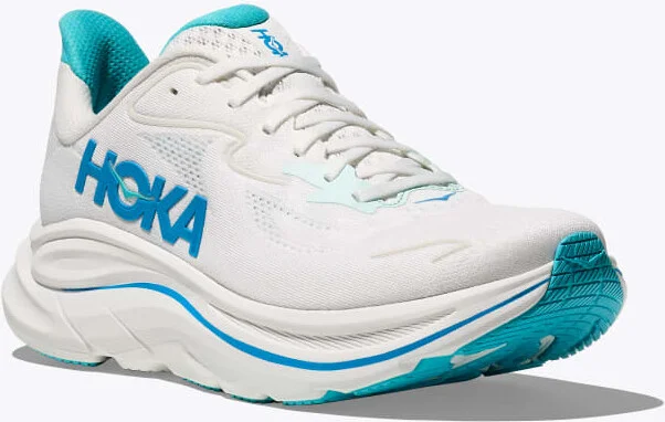 HOKA Men's Clifton 10 Shoes in White/Skyward Blue - Image 6