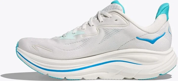HOKA Men's Clifton 10 Shoes in White/Skyward Blue - Image 8