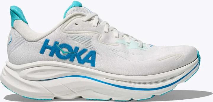 HOKA Men's Clifton 10 Shoes in White/Skyward Blue