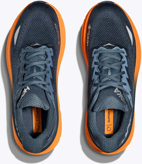 HOKA Men's Clifton 9 GTX Shoes in Stormy Skies/Orange Zest - Image 2
