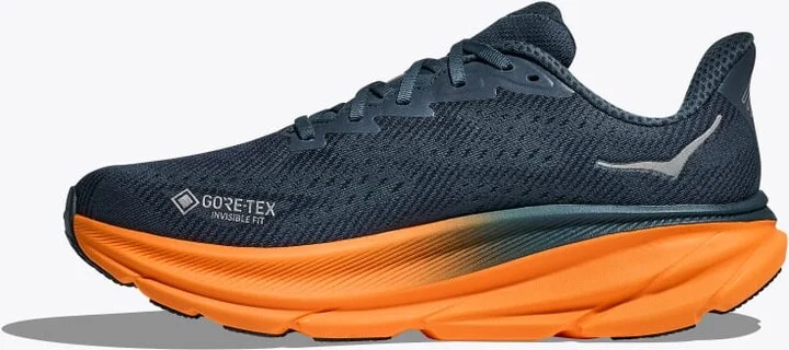 HOKA Men's Clifton 9 GTX Shoes in Stormy Skies/Orange Zest - Image 8