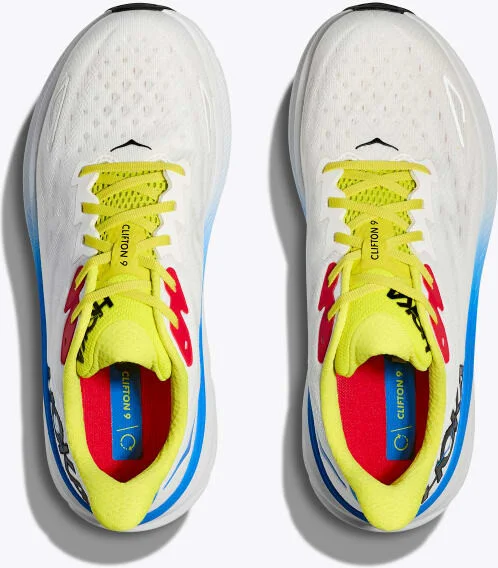 HOKA Men's Clifton 9 Shoes in Blanc De Blanc/Virtual Blue - Image 2
