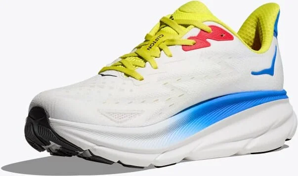 HOKA Men's Clifton 9 Shoes in Blanc De Blanc/Virtual Blue - Image 3