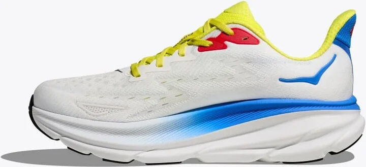 HOKA Men's Clifton 9 Shoes in Blanc De Blanc/Virtual Blue - Image 8