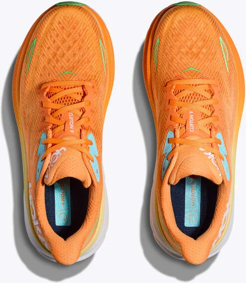 HOKA Men's Clifton 9 Shoes in Solar Flare/Sherbet - Image 2