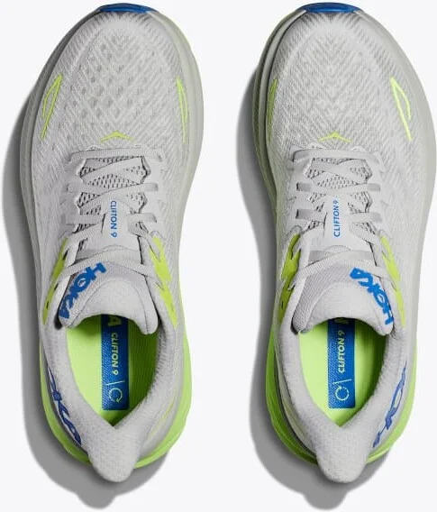 HOKA Men's Clifton 9 Shoes in Stardust/Electric Cobalt - Image 2