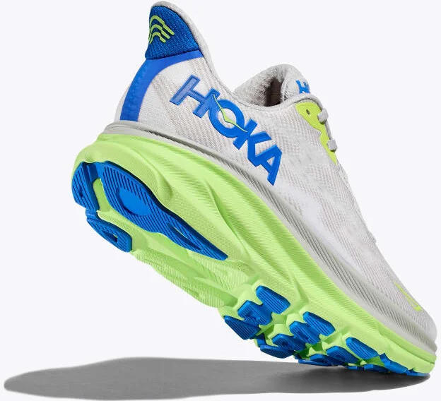 HOKA Men's Clifton 9 Shoes in Stardust/Electric Cobalt - Image 4