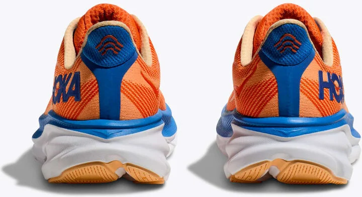 HOKA Men's Clifton 9 Shoes in Vibrant Orange/Impala - Image 5