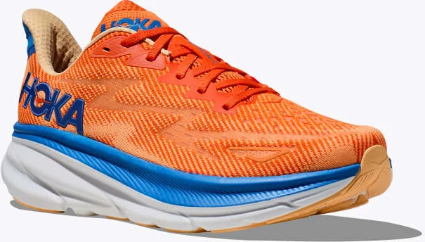 HOKA Men's Clifton 9 Shoes in Vibrant Orange/Impala - Image 6