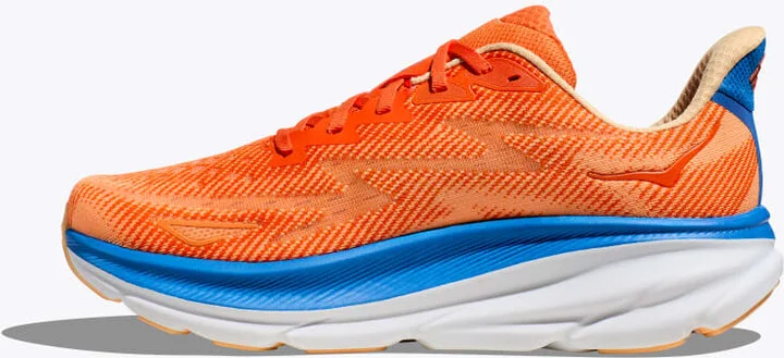 HOKA Men's Clifton 9 Shoes in Vibrant Orange/Impala - Image 8