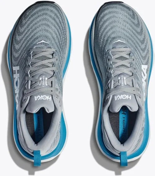 HOKA Men's Gaviota 5 Shoes in Limestone/Diva Blue - Image 2