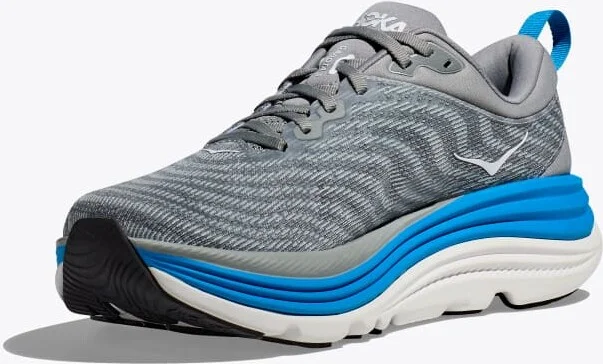 HOKA Men's Gaviota 5 Shoes in Limestone/Diva Blue - Image 3