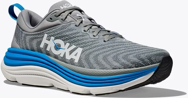HOKA Men's Gaviota 5 Shoes in Limestone/Diva Blue - Image 6