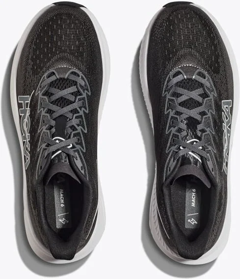 HOKA Men's Mach 6 Shoes in Black/White - Image 2