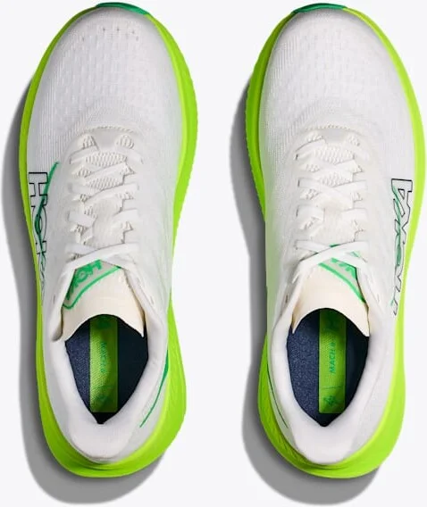 HOKA Men's Mach 6 Shoes in White/Neon Lime - Image 2