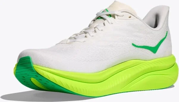 HOKA Men's Mach 6 Shoes in White/Neon Lime - Image 3