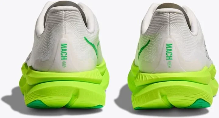 HOKA Men's Mach 6 Shoes in White/Neon Lime - Image 5