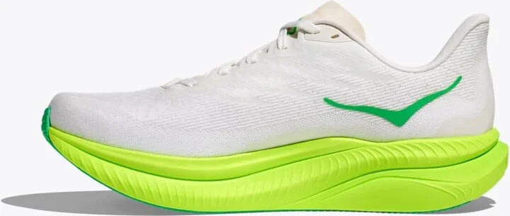 HOKA Men's Mach 6 Shoes in White/Neon Lime - Image 8