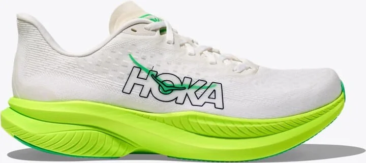 HOKA Men's Mach 6 Shoes in White/Neon Lime