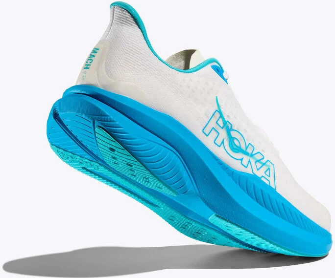HOKA Men's Mach 6 Shoes in White/Skyward Blue - Image 4