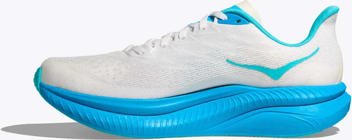 HOKA Men's Mach 6 Shoes in White/Skyward Blue - Image 8