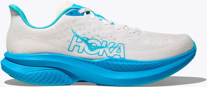 HOKA Men's Mach 6 Shoes in White/Skyward Blue