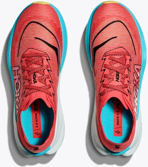 HOKA Men's Mach X 2 Shoes in Grapefruit/Electric Coral - Image 2