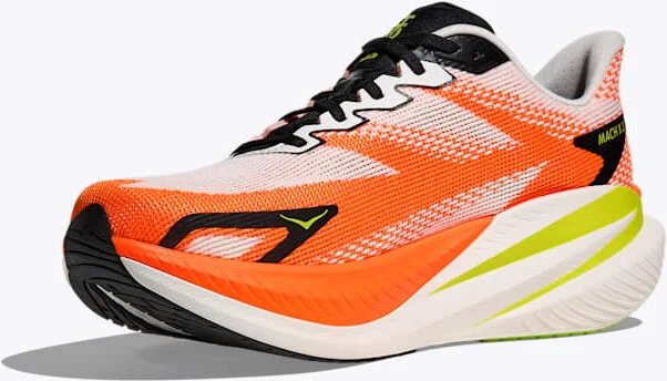 HOKA Men's Mach X 3 in White/Neon Tangerine - Image 3