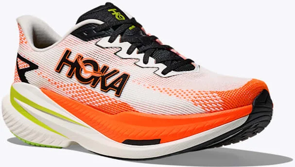 HOKA Men's Mach X 3 in White/Neon Tangerine - Image 6